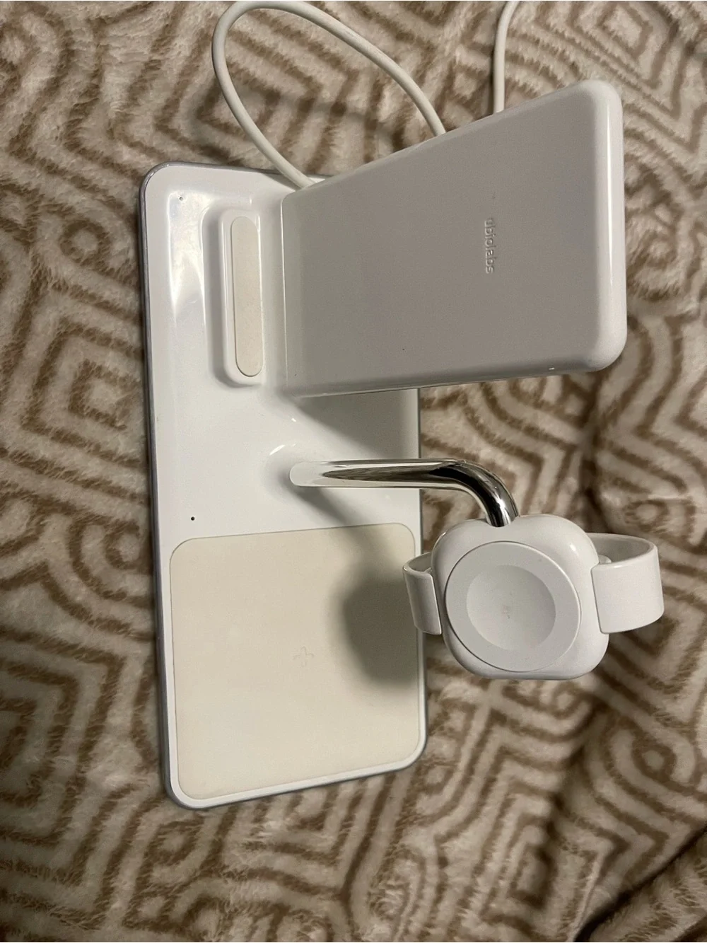 3-in-1 White Wireless Charging Stand with Apple Watch Dock